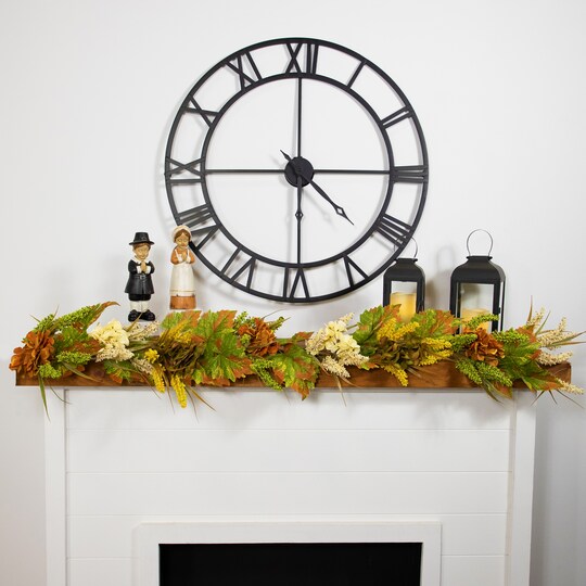 Northlight Hydrangea, Pib Berry and Maple Floral Artificial Fall Harvest Garland - 5' x 10"